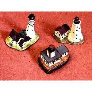 Lenox 1996  Lighthouse Miniatures Porcelain Thimbles w. Box Retired VTG Set of 3